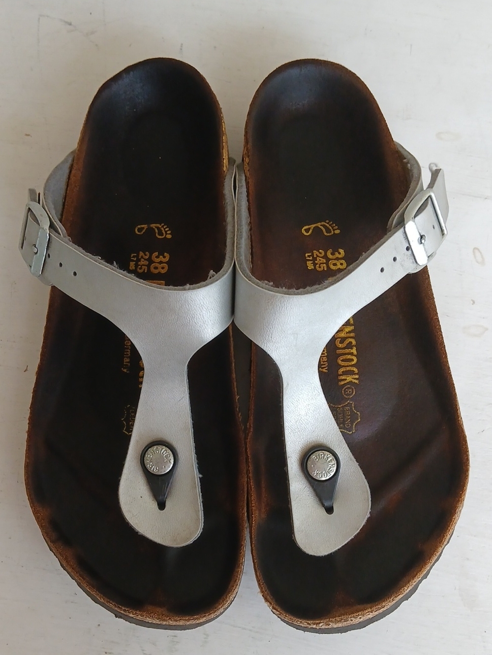 Birkenstock Gizeh Thong Sandal Silver Size 38 Or Womens 7